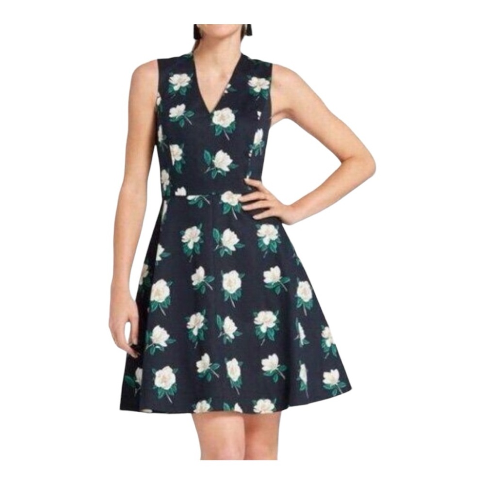 Draper James Magnolia Love Circle Dress Sleeveless Floral Navy Women Size 10
